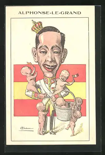 AK Karikatur von König Alfons von Spanien