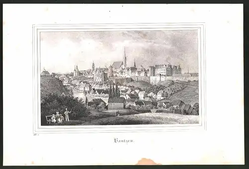 Lithographie Bautzen, Totalansicht mit Türmen, Lithographie um 1835 aus Saxonia, 28 x 19cm
