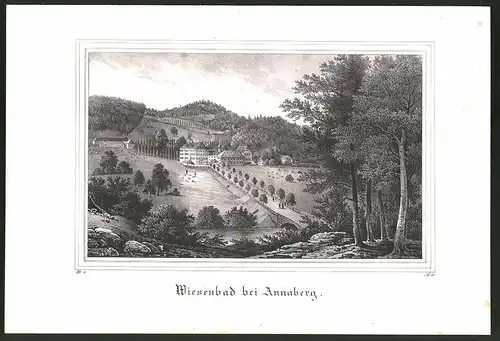 Lithographie Annaberg, Wiesenbad, Lithographie um 1835 aus Saxonia, 28 x 19cm