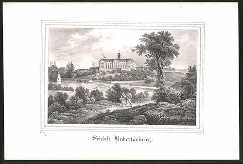Lithographie Wermsdorf, Schloss Hubertusburg, Lithographie um 1835 aus Saxonia, 28 x 19cm