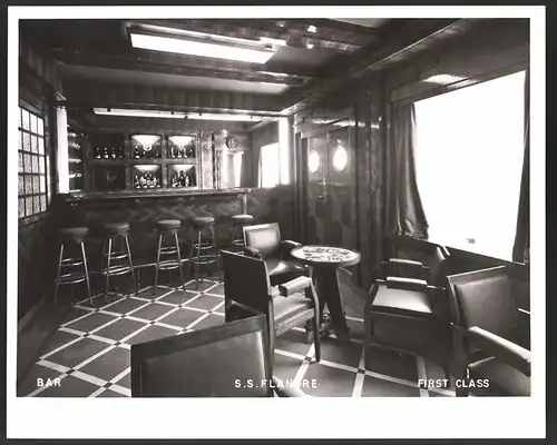 Fotografie Dampfer S.S. Flandre, First Class Bar, Grossformat 25 x 20cm