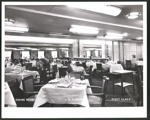 Fotografie Dampfer S.S. Flandre, Dining Room - First Class, Grossformat 25 x 20cm