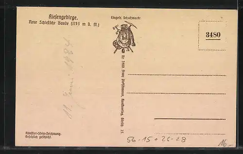 Steindruck-AK Neue Schlesische Baude im Riesengebirge