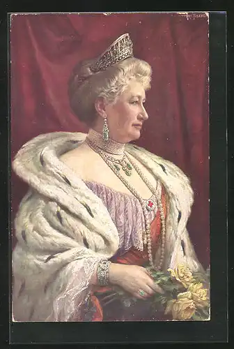 AK Kaiserin Auguste Victoria Königin von Preussen mit Krone und Pelzgewand
