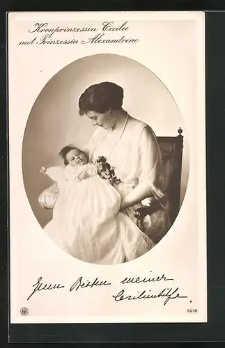 AK Kronprinzessin Cecilie mit Tochter Prinzessin Alexandrine
