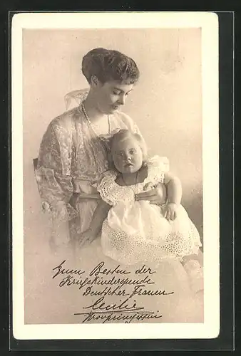 AK Prinzessin Alexandrine mit Mutter Kronprinzessin Cecilie