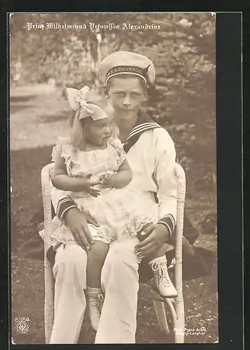 AK Prinzessin Alexandrine mit Bruder Prinz Wilhelm