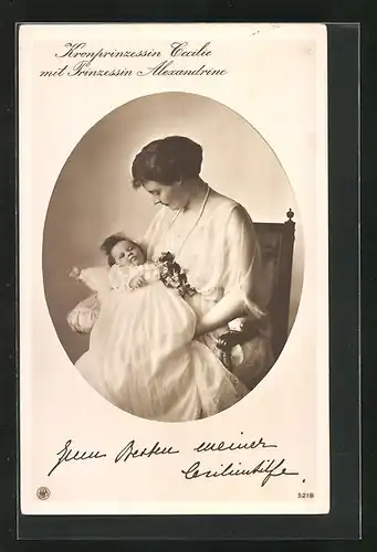 AK Kronprinzessin Cecilie mit Prinzessin Alexandrine