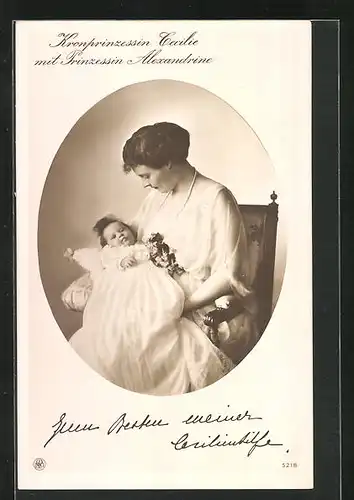 AK Kronprinzessin Cecilie mit Prinzessin Alexandrine