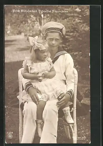 AK Prinzessin Alexandrine mit Bruder Prinz Wilhelm