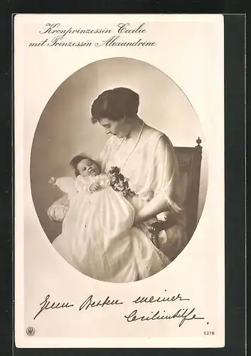 AK Prinzessin Alexandrine mit Mutter Kronprinzessin Cecilie von Preussen