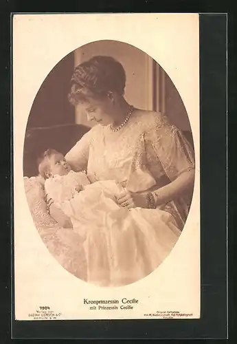 AK Kronprinzessin Cecilie mit Tochter Prinzessin Cecilie