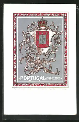 Künstler-AK Portugal, Krone und Wappen