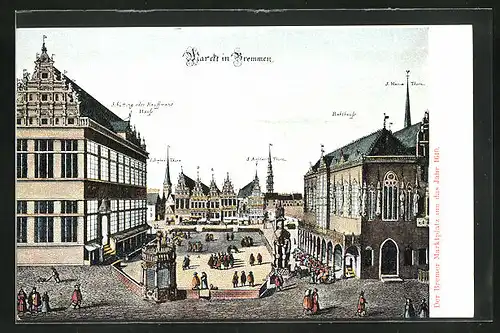 AK Bremen, Marktplatz um das Jahr 1640