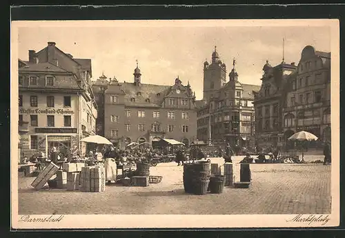 AK Darmstadt, Cafe Leonhard Schwinn, Marktplatz