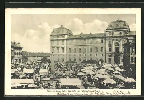 AK Darmstadt, Marktplatz mit Residenzschloss