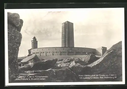 AK Feldberg i. T., Hotel Feldberghof und Fernsehsender auf dem grossen Feldberg