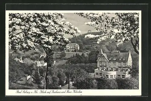 AK Bad Salzig a. Rhein, Blick auf Kurhaus und Haus Helvetia