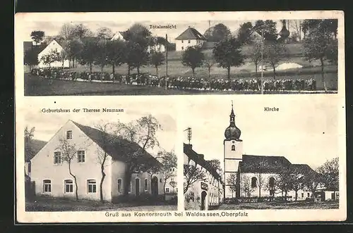 AK Konnersreuth, Kirche, Geburtshaus der Therese Neumann, Totalansicht