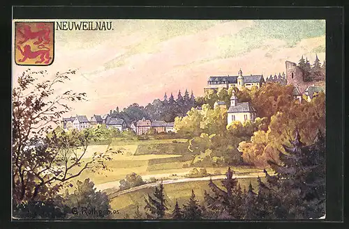 Künstler-AK Neuweilnau i. T., Ortsansicht