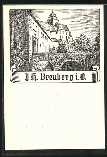 Künstler-AK Breuberg i. O., Jugendherberge Burg Breuberg