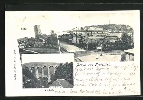 AK Kreiensen, Viadukt, Burg, Bahnhof