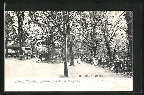 AK Schönebeck b. St. Magnus, Gasthaus Neue Weide im kühlen Grunde