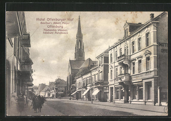 AK Offenburg, Hotel Offenburger Hof, Strassenpartie Nr