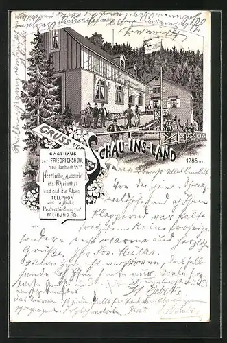 Lithographie Schauinsland, Gasthaus zur Friedrichshöhe