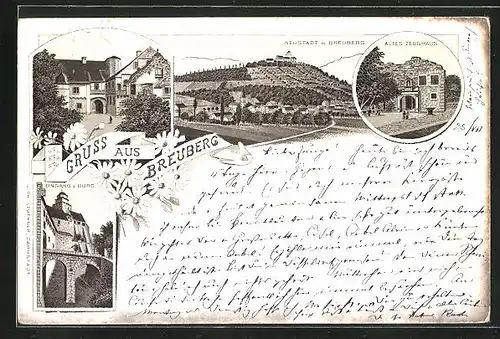 Lithographie Breuberg, Altes Zeughaus, Eingang zur Burg