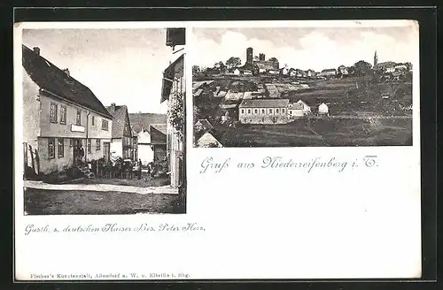 AK Niederreifenberg i. T., Gasthaus z. Deutschen Kaiser, Ortsansicht
