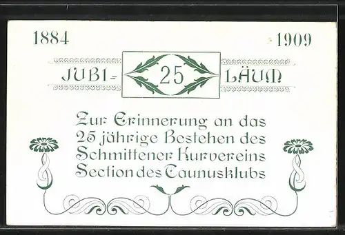 AK Schmitten, Zur Erinnerung an das 25 jährige Bestehen des Schmittener Kurvereins 1884-1909, Altes Gasthaus