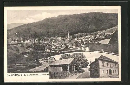 AK Schmitten i. Taunus, Restaurant J. Wenzel, Ortsansicht