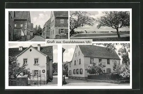 AK Geroldshausen /Ufr., Bäckerei, Strassenpartie, Ortspartie