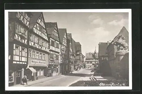 AK Ochsenfurt a. M., Strassenpartie mit Gasthaus & Metzgerei