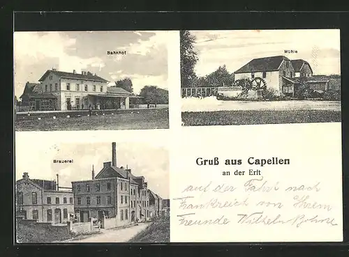 AK Capellen / Erft, Bahnhof, Mühle, Brauerei
