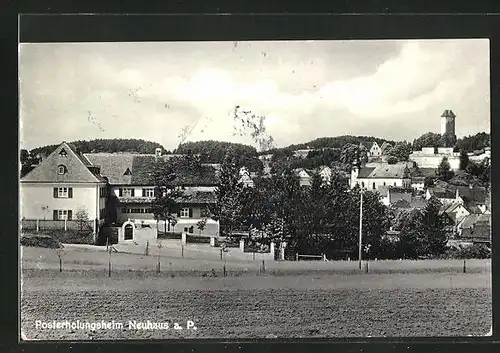 AK Neuhaus a.P., Ortsansicht mit Posterholungsheim
