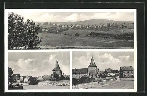 AK Mademühlen, Gesamtansicht, Blick zur evangelischen Kirche
