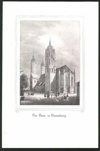 Lithographie Naumburg, Dom, Lithographie um 1835 aus Saxonia, 28 x 19cm