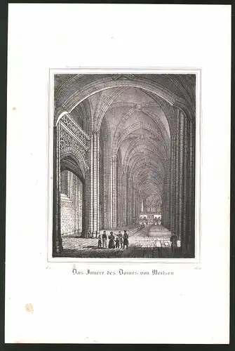 Lithographie Meissen, Das Innere des Domes, Lithographie um 1835 aus Saxonia, 28 x 19cm