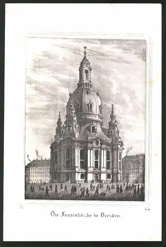 Lithographie Dresden, Frauenkriche, Lithographie um 1835 aus Saxonia, 28 x 19cm