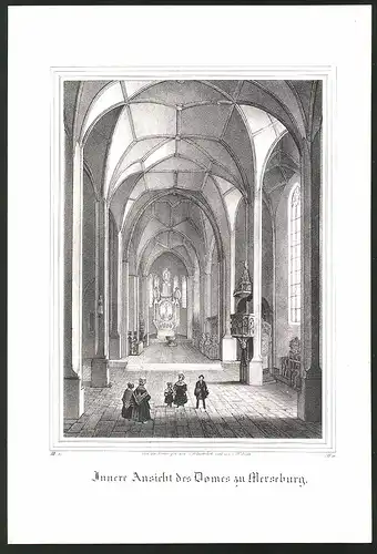 Lithographie Merseburg, Innere Ansicht des Domes, Lithographie um 1835 aus Saxonia, 28 x 19cm