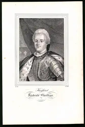 Lithographie Kurfürst Friedrich Christian, Lithographie um 1835 aus Saxonia, 28 x 19cm