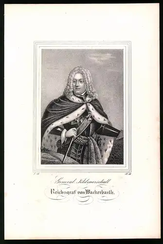 Lithographie General Feldmarschall Reichsgraf von Wackersbarth, Lithographie um 1835 aus Saxonia, 28 x 19cm