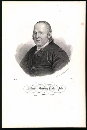 Lithographie Johann Georg Pahlitzsch, Lithographie um 1835 aus Saxonia, 28 x 19cm