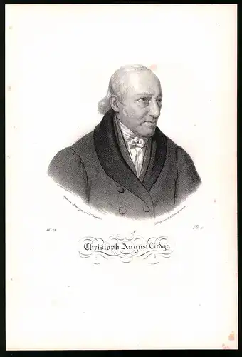 Lithographie Christoph August Tiedge, Lithographie um 1835 aus Saxonia, 28 x 19cm