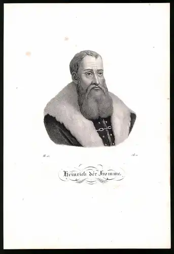 Lithographie Heinrich der Fromme, Lithographie um 1835 aus Saxonia, 28 x 19cm