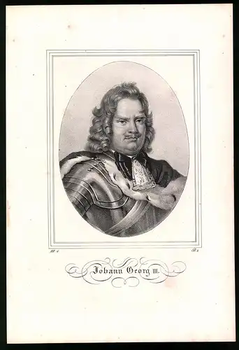 Lithographie Johann Georg III., Lithographie um 1835 aus Saxonia, 28 x 19cm