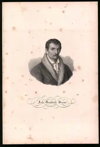 Lithographie Johann Gottlieb Seume, Lithographie um 1835 aus Saxonia, 28 x 19cm