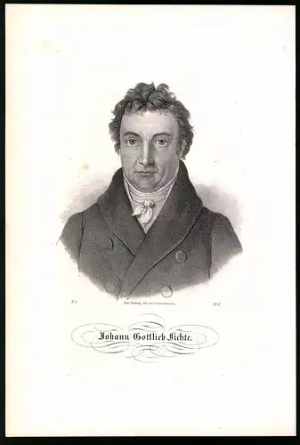 Lithographie Johann Gottlieb Fichte, Lithographie um 1835 aus Saxonia, 28 x 19cm